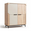 Wooden storage cabinet with four doors and metal legs 85 x 50 x 120cm