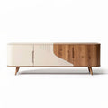 Modern wooden TV stand in white and walnut finish 150 x 40 x 50cm