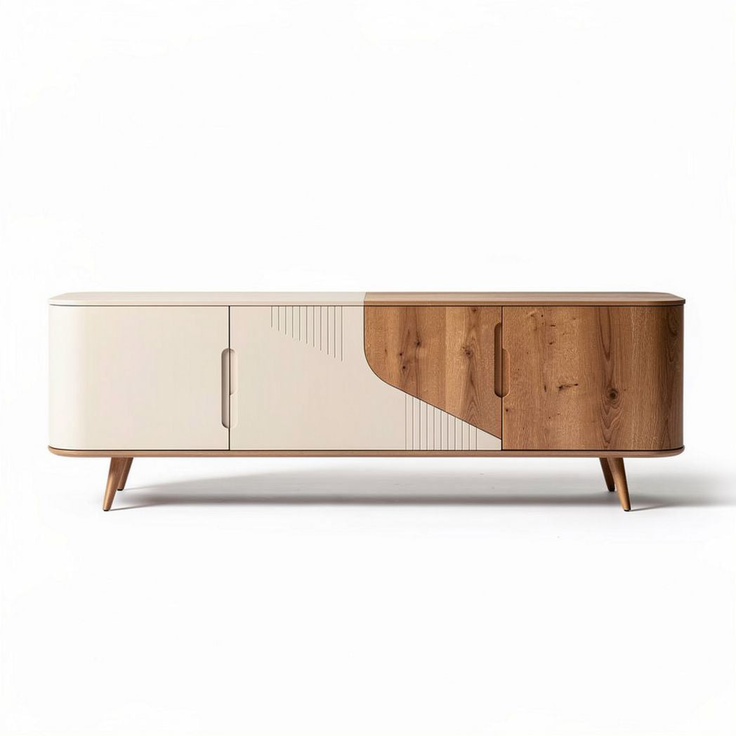 Modern wooden TV stand in white and walnut finish 150 x 40 x 50cm
