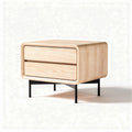 Wooden nightstand with two drawers and metal legs 60 x 45 x 40cm