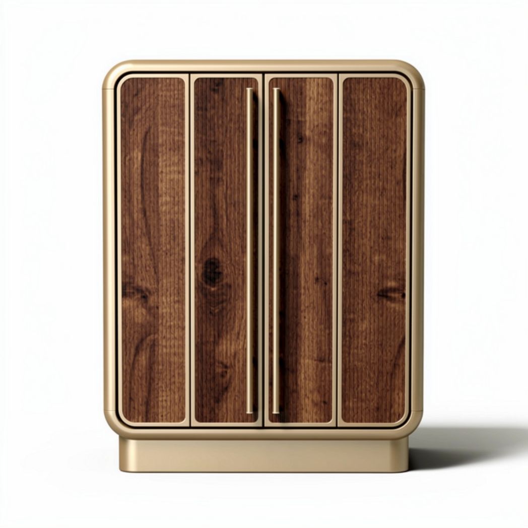 Wooden cabinet with gold accents for storage 80 x 40 x 100cm