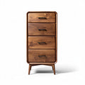 Wooden chest of drawers with four storage compartments in walnut finish 40 x 30 x 90cm