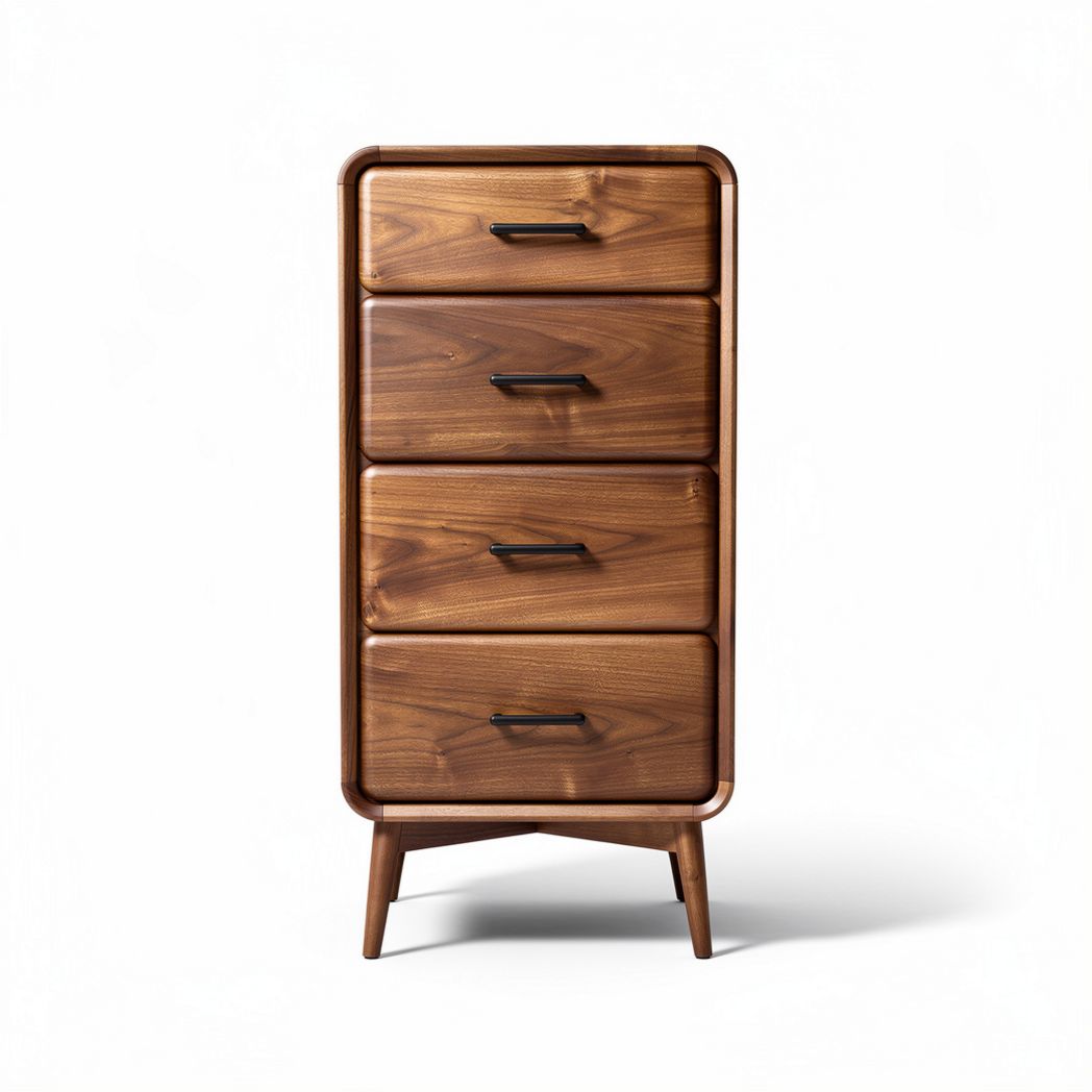Wooden chest of drawers with four storage compartments in walnut finish 40 x 30 x 90cm