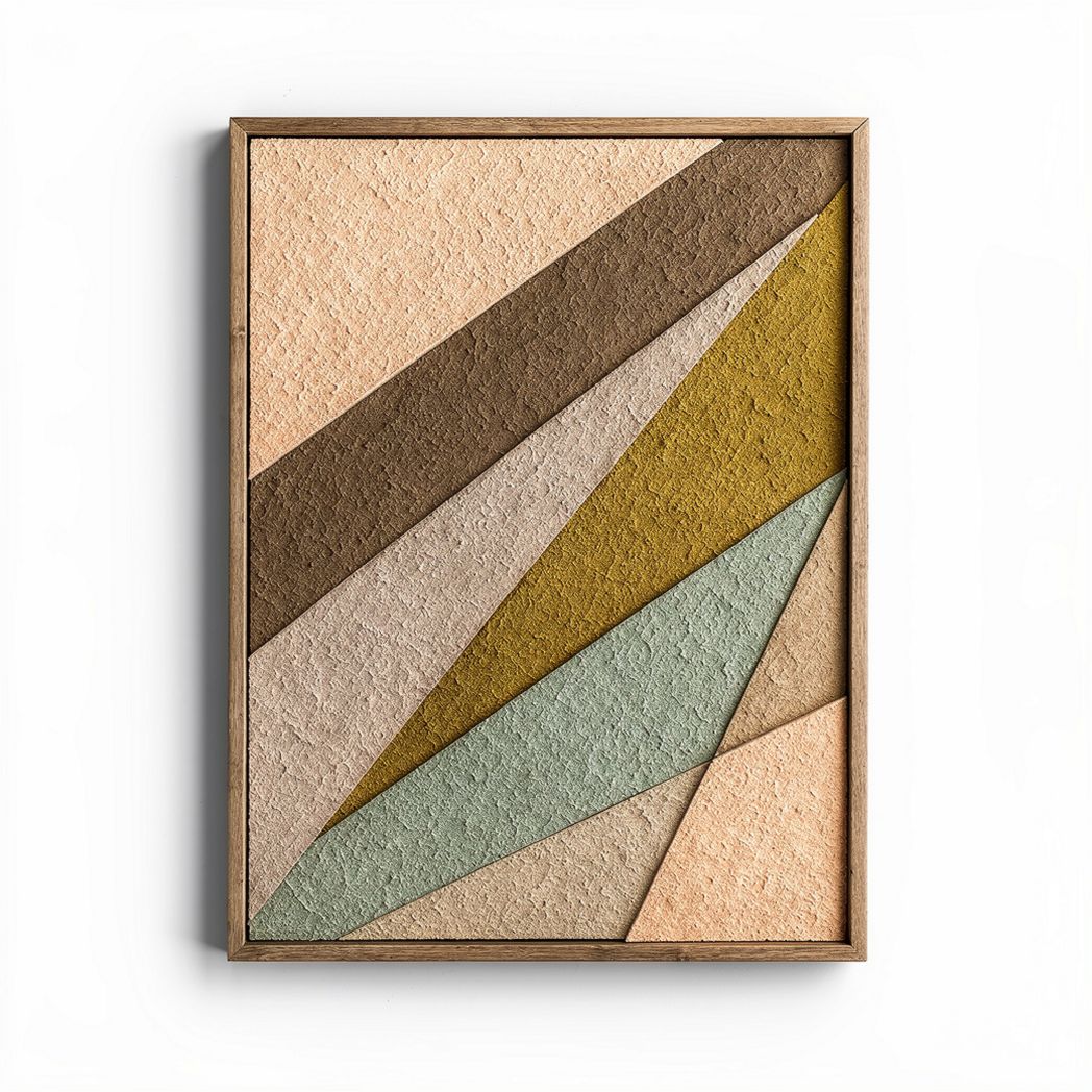 Geometric wall art decoration made of textured paper 45 x 30 x 2cm