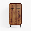 Natural wood cabinet with metal handles for living room storage 90 x 50 x 130cm