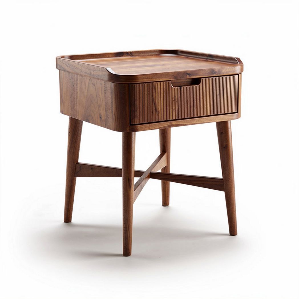 Wooden nightstand with drawer for bedroom storage 45 x 40 x 60cm