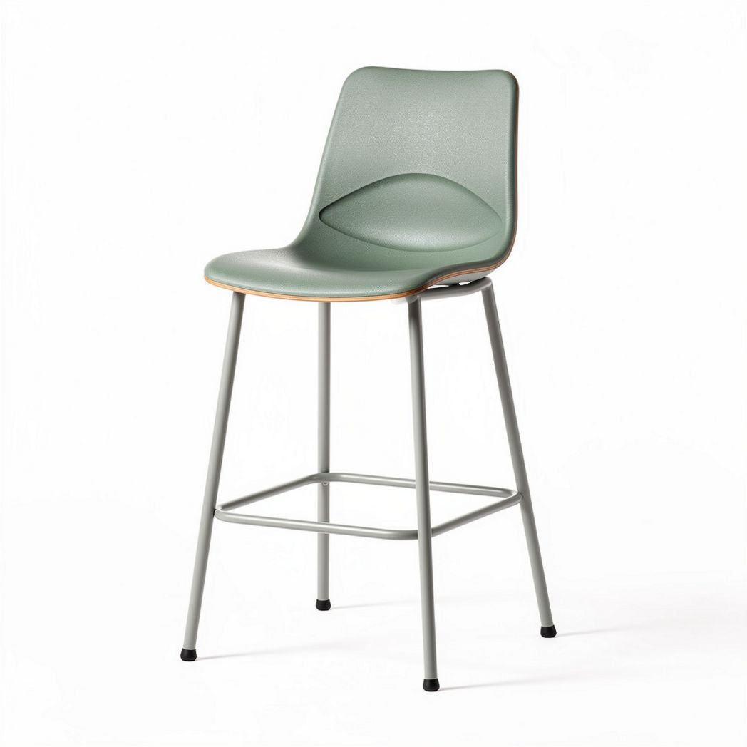 Plastic bar stool with metal legs in green color 45 x 45 x 95cm