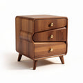 Wooden nightstand with three drawers and curved design 45 x 40 x 55cm