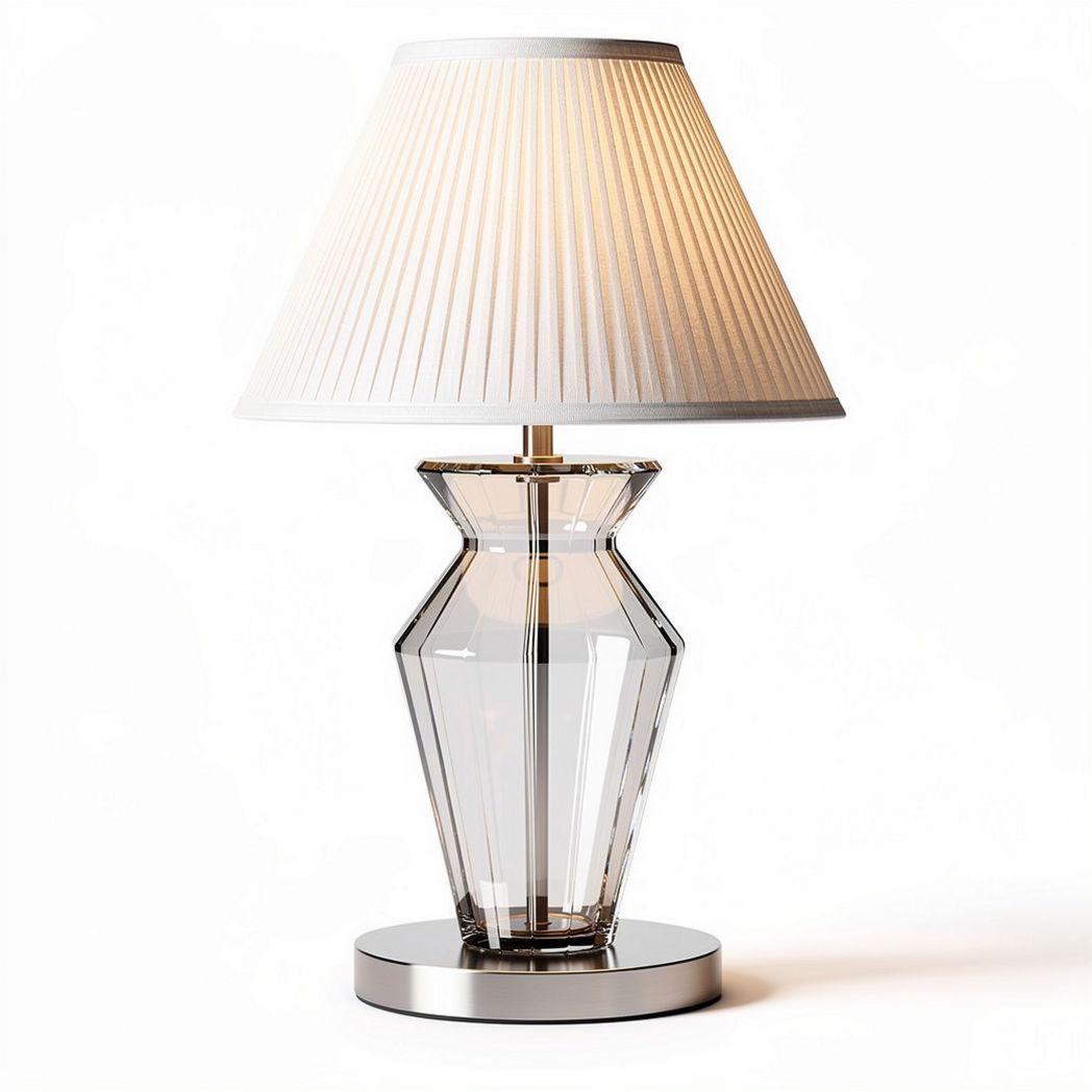 Crystal table lamp with pleated shade for living room 20 x 20 x 40cm