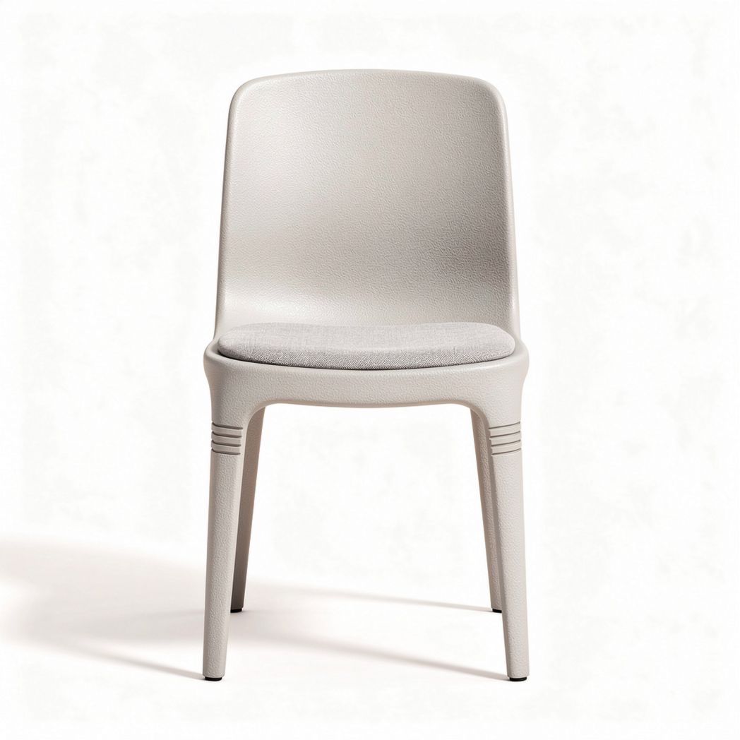 Plastic dining chair with fabric cushion in off-white color 45 x 45 x 85cm